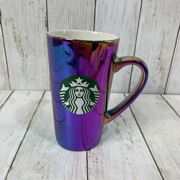 Starbucks - 2022 Iridescent Rainbow / Oil Slick 16oz Tall Ceramic Coffee Mug - Picture 1 of 6